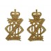 Pair of 13th/18th Royal Hussars Collar Badges - Queen's Crown