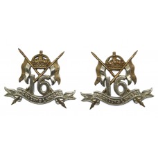 Pair of 16th/5th Queen's Lancers Collar Badges - King's Crown