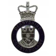 Derbyshire Constabulary Enamelled Cap Badge - Queen's Crown