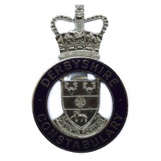 Derbyshire Constabulary Enamelled Cap Badge - Queen's Crown