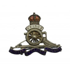 Royal Artillery Silver & Enamel Sweetheart Brooch - King's Crown (Revolving Wheel)
