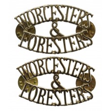 Pair of Worcestershire & Sherwood Foresters (WORCESTERS/&/FORESTERS) Anodised (Staybrite) Shoulder Titles