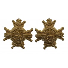 Pair of Notts & Derby Regiment (Sherwood Foresters) Collar Badges - Queen's Crown