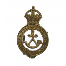 Notts Sherwood Rangers Yeomanry Brass Collar Badge - King's Crown