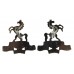 Pair of Queen's Own Buffs, Royal Kent Regiment Anodised (Staybrite) Collar Badges