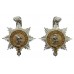 Pair of Queen's Regiment Officer's Gilt & Chrome Collar Badges