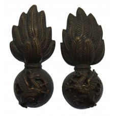 Pair of Royal Welch Fusiliers Officer's Service Dress Collar Badges