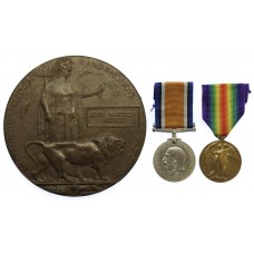 WW1 British War Medal, Victory Medal and Memorial Plaque - Pte. J.M. Archer, 22nd (Tyneside Scottish) Bn. Northumberland Fusiliers - K.I.A. 9/4/17
