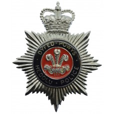 Dyfed-Powys Heddlu Police Enamelled Helmet Plate - Queen's Crown
