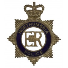 Northumbria Police Senior Officer's Silvered & Enamel Cap Badge - Queen's Crown