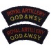 Pair of Queen's Own Dorset & West Somerset Yeomanry Royal Artillery (ROYAL ARTILLERY/Q.O.D.&W.S.Y.) Cloth Shoulder Title