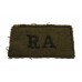 Royal Artillery (R.A.) WW2 Cloth Slip On Shoulder Title