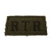 Royal Tank Regiment (R.T.R.) WW2 Cloth Slip On Shoulder Title