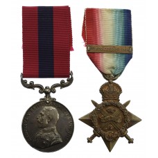 WW1 Distinguished Conduct Medal and 1914 Mons Star & Bar - Dvr. R.H.E. Jordon, Royal Artillery - Wounded