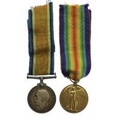 WW1 British War & Victory Medal Pair - Pte. J.C. Hardwick. York & Lancaster Regiment
