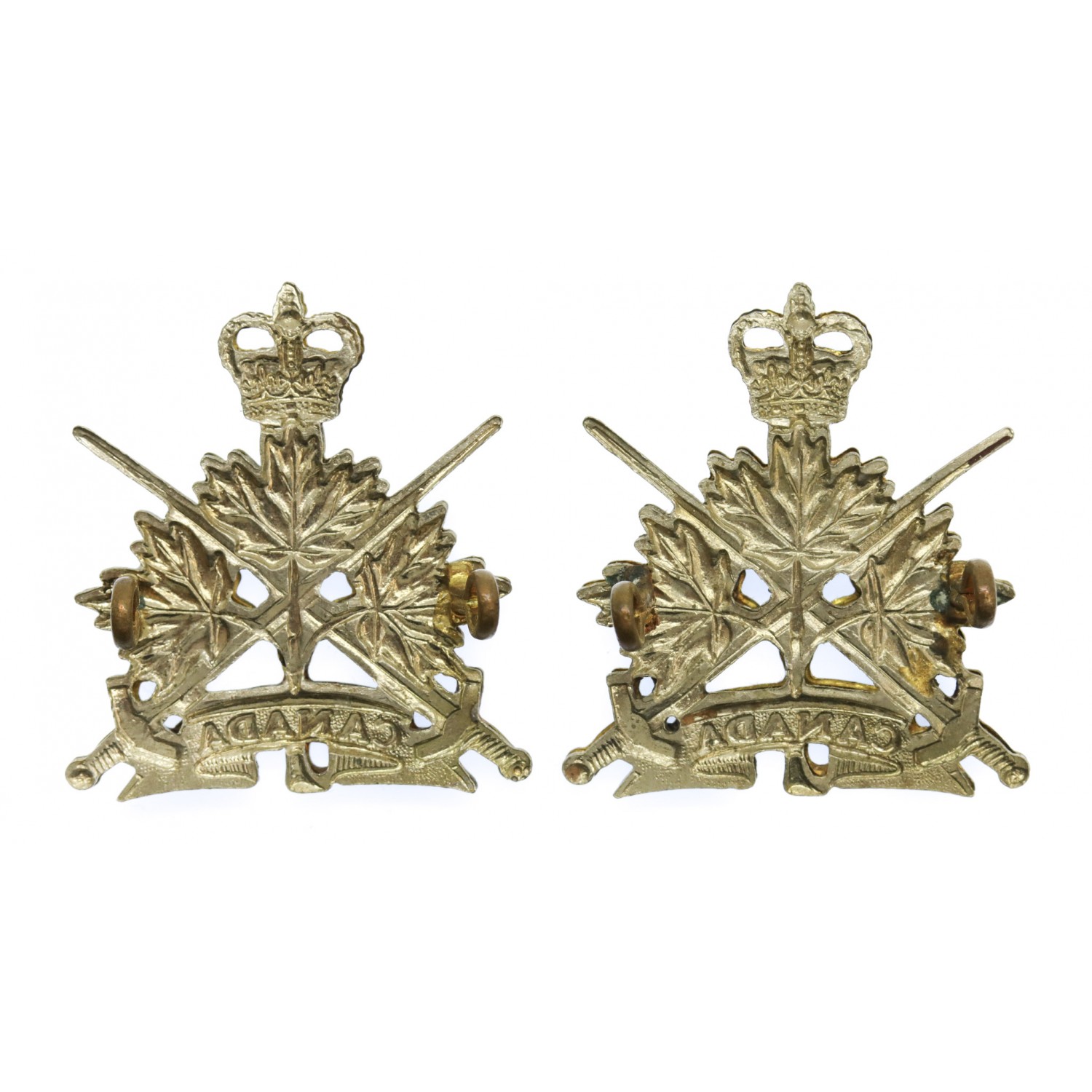 Pair of Canadian Army General Service Collar Badges - Queen's Crown