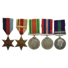 WW2 and General Service Medal (Clasp - Palestine 1945-48) Group of Five - Cpl. J.A. Fox, Notts & Derby Regiment (Sherwood Foresters)