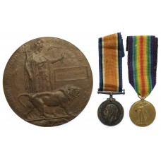 WW1 British War Medal, Victory Medal and Memorial Plaque - Pte. H. Smith, 16th (Chatsworth Rifles) Bn. Notts & Derby Regiment (Sherwood Foresters) - K.I.A. 10/11/17