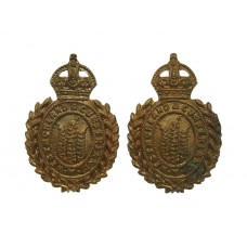 Pair of Westmorland & Cumberland Yeomanry Collar Badge - King
