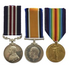 WW1 Military Medal, British War Medal & Victory Medal Group o
