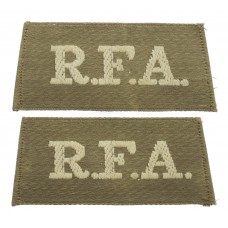 Pair of Royal Field Artillery (R.F.A.) WW1 Cloth Slip On Shoulder Titles