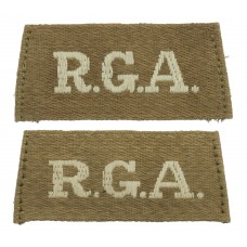 Pair of Royal Garrison Artillery (R.G.A.) WW1 Cloth Slip On Shoulder Titles
