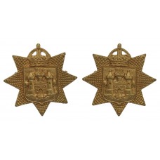 Pair of East Surrey Regiment Collar Badges - King's Crown