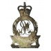 Surrey Yeomanry (Queen Mary's Regiment) Officer's Silvered Cap Badge - Queen's Crown