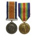 WW1 British War & Victory Medal Pair - Pte. H. Richens, Royal Berkshire Regiment - Wounded in Action, 1918