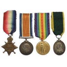 WW1 1914-15 Star, British War Medal, Victory Medal and Territorial Force Efficiency Medal Group of Four - Whlr. Cpl. H. Proud, Royal Field Artillery