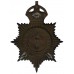 Worcestershire Police Blackened Brass Helmet Plate - King's Crown