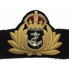 Royal Navy Officer's Gilt Metal Economy Cap Badge & Band - King's Crown