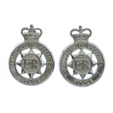 Pair of Ministry of Defence Police Collar Badges - Queen's Crown