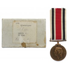 George VI Special Constabulary Long Service Medal in Box - Lewis J. Hughes, Glamorgan Special Constabulary