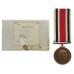 George VI Special Constabulary Long Service Medal in Box - Lewis J. Hughes, Glamorgan Special Constabulary