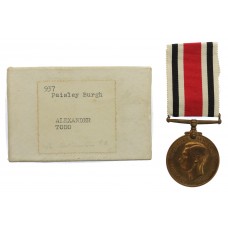 George VI Special Constabulary Long Service Medal in Box - Alexander Todd, Paisley Burgh Special Constabulary