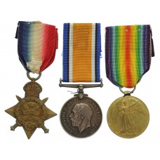 WW1 1914 Mons Star Medal Trio - Pte. A. Swanson, 2nd Bn. Suffolk Regiment - Died of Wounds 24/09/1915