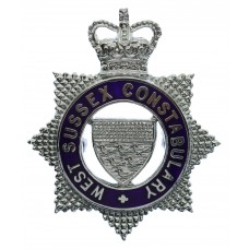 West Sussex Constabulary Senior Officer's Enamelled Cap Badge - Queen's Crown