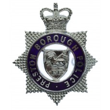 Preston Borough Police Senior Officer's Enamelled Cap Badge - Queen's Crown