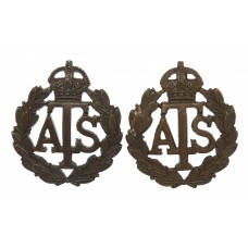 Pair of Auxiliary Territorial Service (A.T.S.) Officer's Service Dress Collar Badges - King's Crown