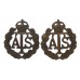 Pair of Auxiliary Territorial Service (A.T.S.) Officer's Service Dress Collar Badges - King's Crown