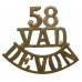 Voluntary Aid Detachment Devon (58/V.A.D./DEVON) Shoulder Title