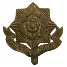 East Yorkshire Regiment WW1 All Brass Economy Cap Badge