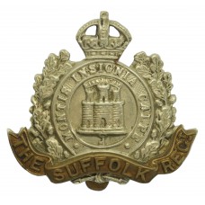 Suffolk Regiment Non Voided Economy Issue Cap Badge - King's Crown