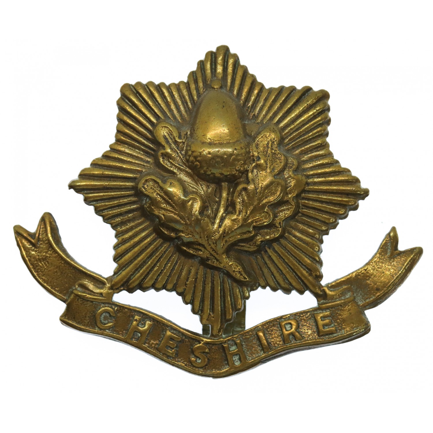 Cheshire Regiment WW1 All Brass Economy Cap Badge