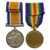 WW1 British War & Victory Medal Pair - Pte. T.E. Guy, 1st Bn. East Surrey Regiment - K.I.A. 8/5/17