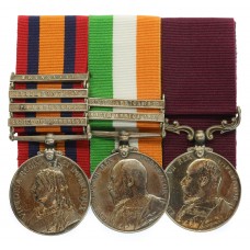 QSA (4 Clasps - Relief of Kimberley, Paardeberg, Driefontein, Transvaal), KSA (2 Clasps - South Africa 1901, South Africa 1902) and Edward VII LS&GC medal Group of Three - Dvr. J. Houseman, Royal Horse Artillery and Royal Field Artillery