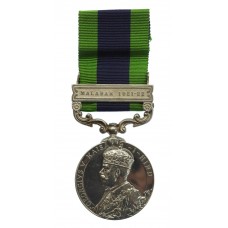 1908 India General Service Medal (Clasp - Malabar 1921-22) - Inspr. G.R. Glover, Calicut Railway Police