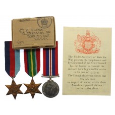 WW2 Japanese Prisoner of War Casualty Medal Group of Three - Pte. A.W. Clark, 4th Bn. Suffolk Regiment
