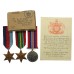 WW2 Japanese Prisoner of War Casualty Medal Group of Three - Pte. A.W. Clark, 4th Bn. Suffolk Regiment